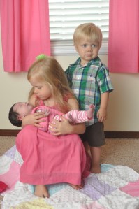 Kathryn is always looking at her and whispering or cooing to Ashli Grace. Precious!