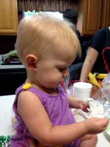 Madelynn right after my Aunt pierced her ears!