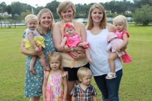 My 2 cousins and all of our kids- 5 kids under 4 and Bethany has a little boy on the way!